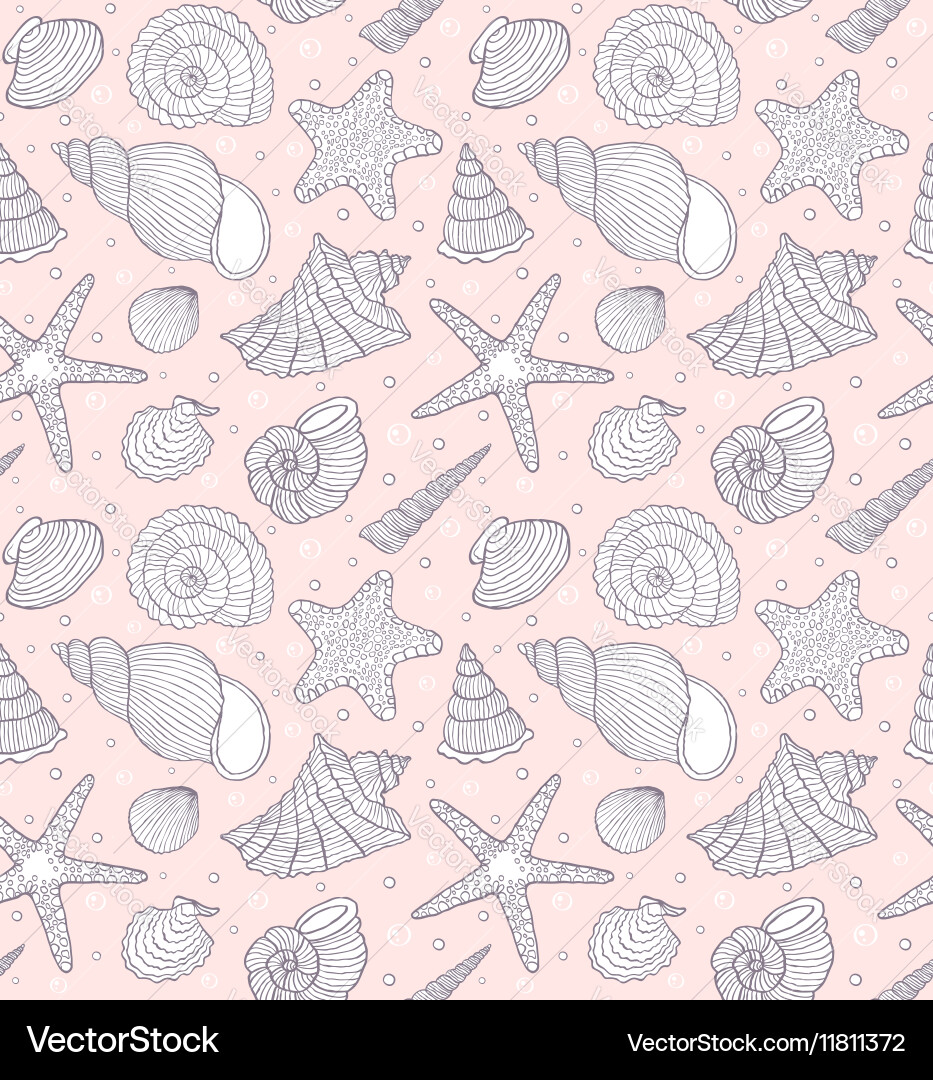Pattern with ocean shells vector image
