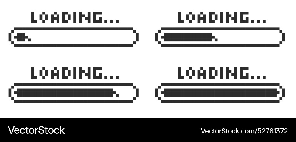Pixel loading bar y2k retro 8 bit interface game Pixel loading bar y2k retro 8 bit interface game vector image