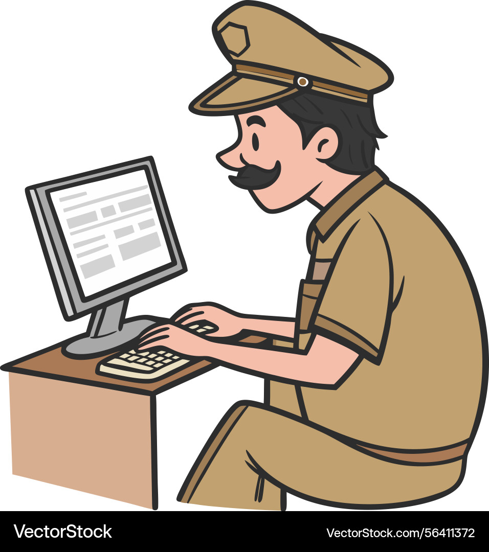 Postman working on computer Vector Image