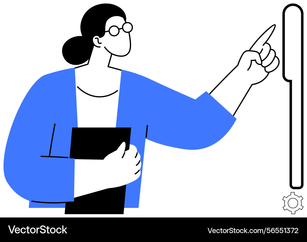 Professional woman gesturing towards an object Professional woman gesturing towards an object Vector Image