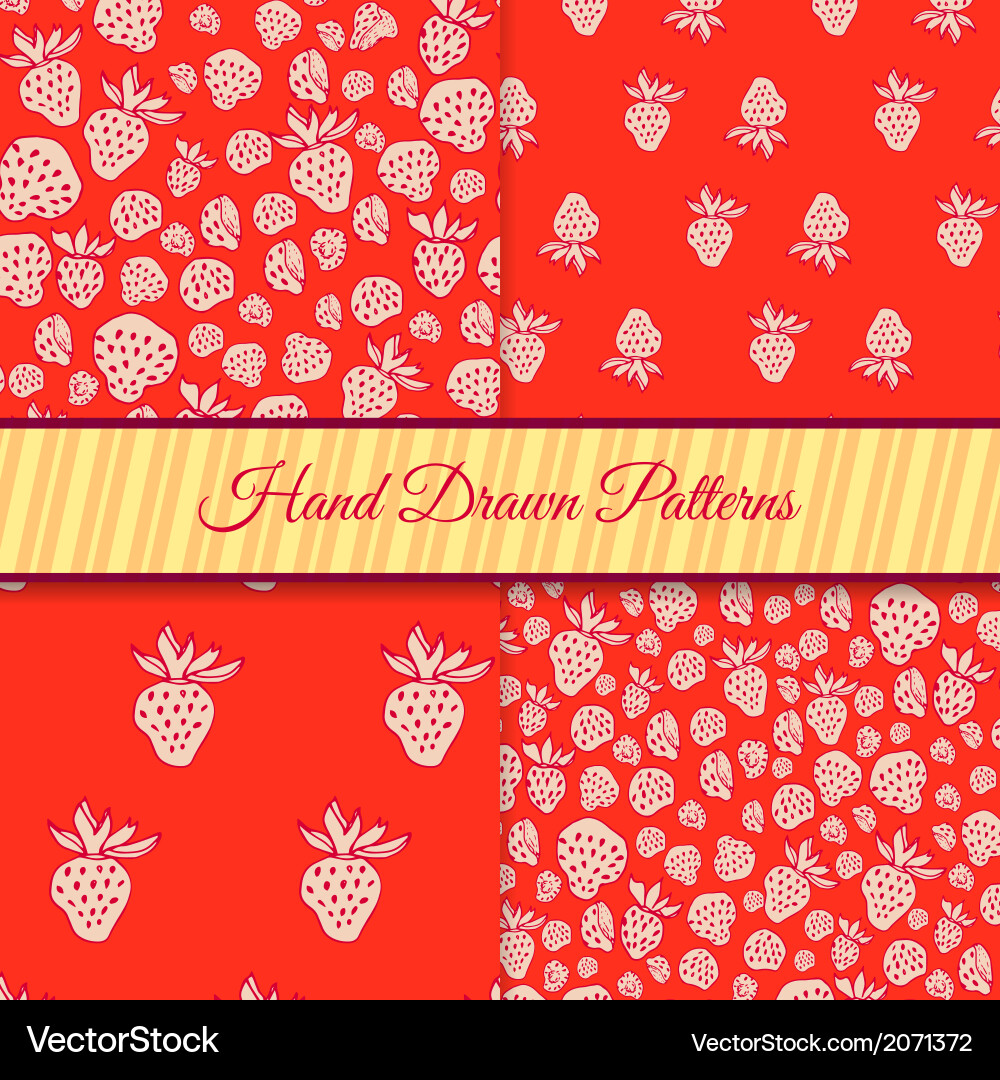 Red strawberry pattern set Vector Image