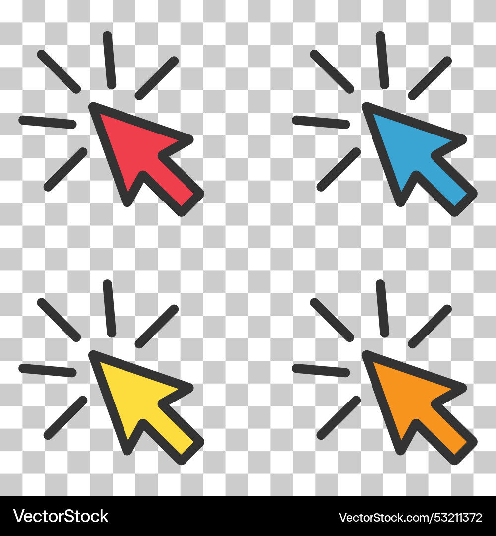Set of click arrow mouse icon web button cursor Set of click arrow mouse icon web button cursor vector image