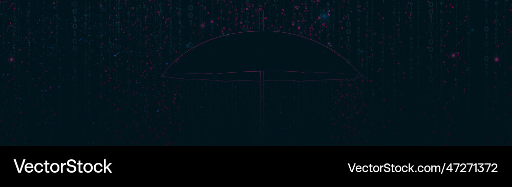 Umbrella with binary code background data Umbrella with binary code background data vector image