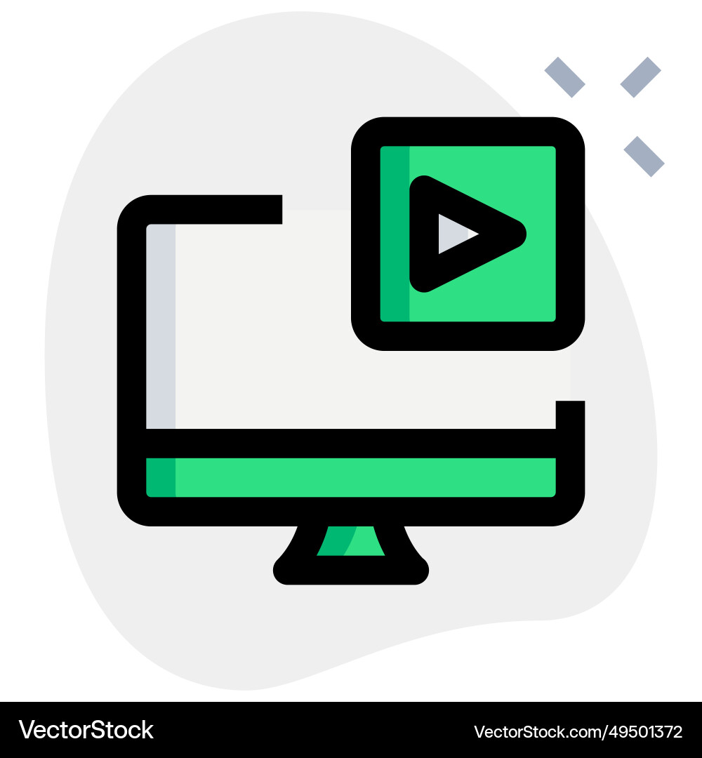 Visual media displayed on computer screen vector image