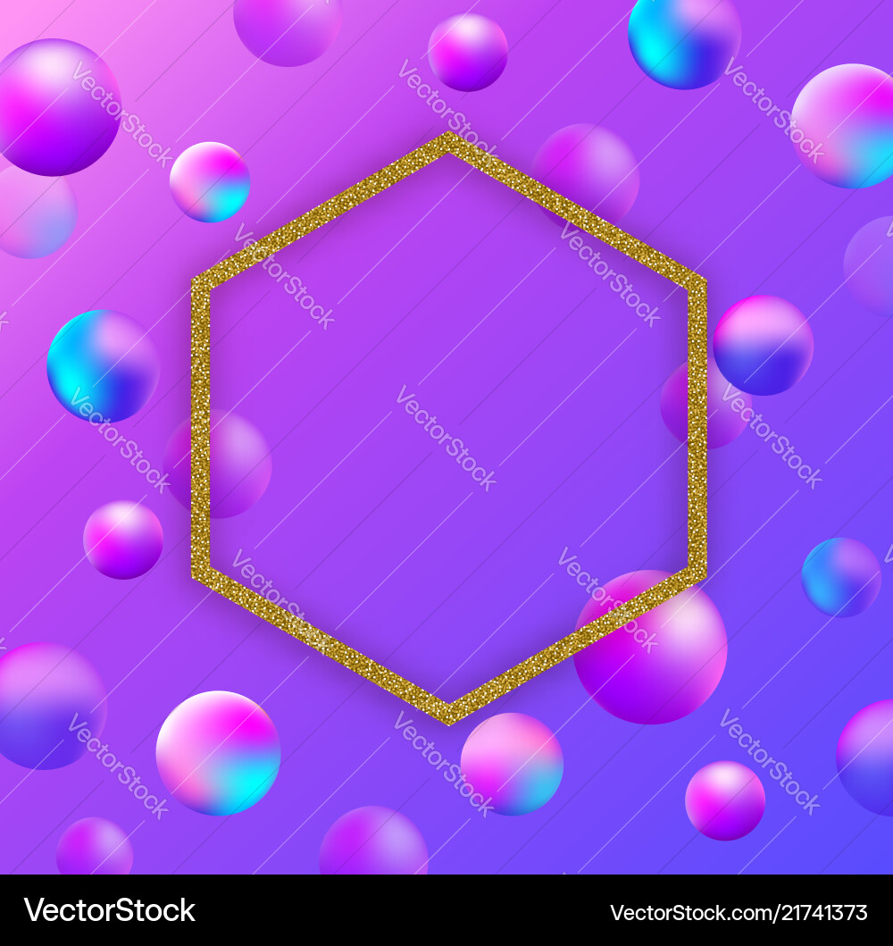 Abstract background with balls and golden frame Vector Image