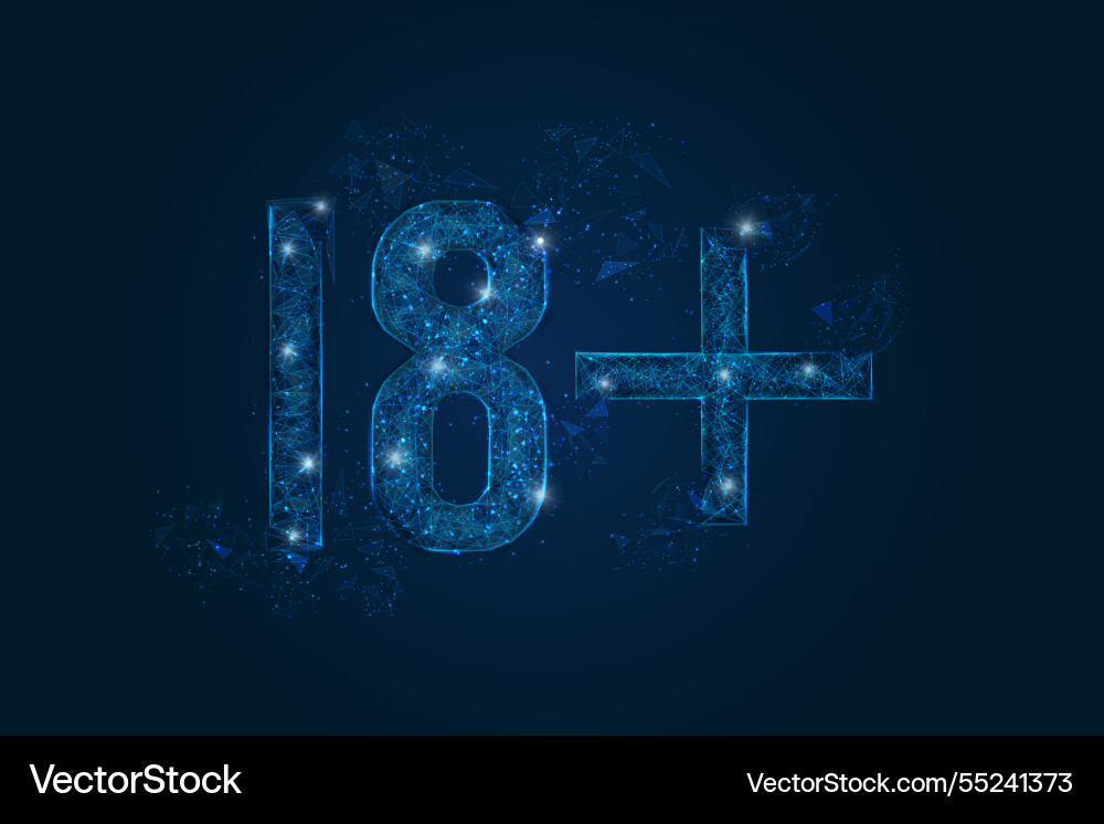 Abstract isolated blue image of 18 plus only Abstract isolated blue image of 18 plus only vector image
