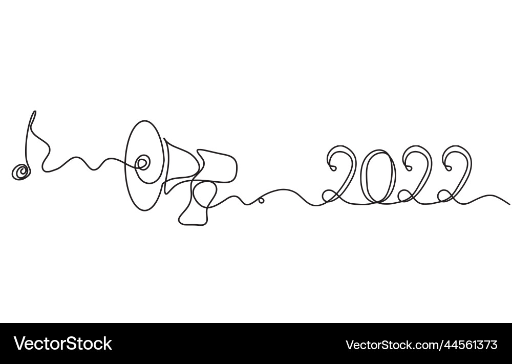 Abstract megaphone with 2022 as continuous lines Vector Image