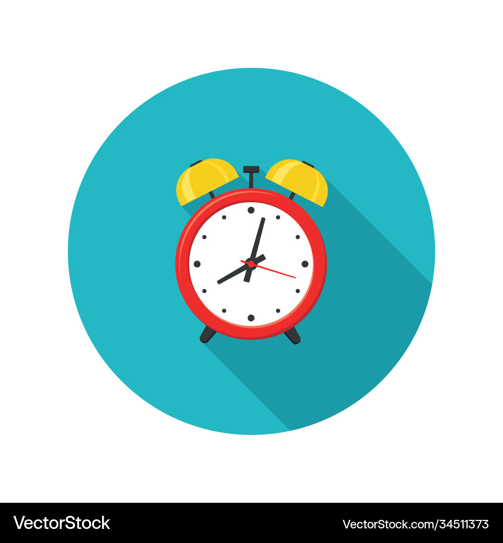 Alarm clock red icon with shadow isolated Alarm clock red icon with shadow isolated Vector Image