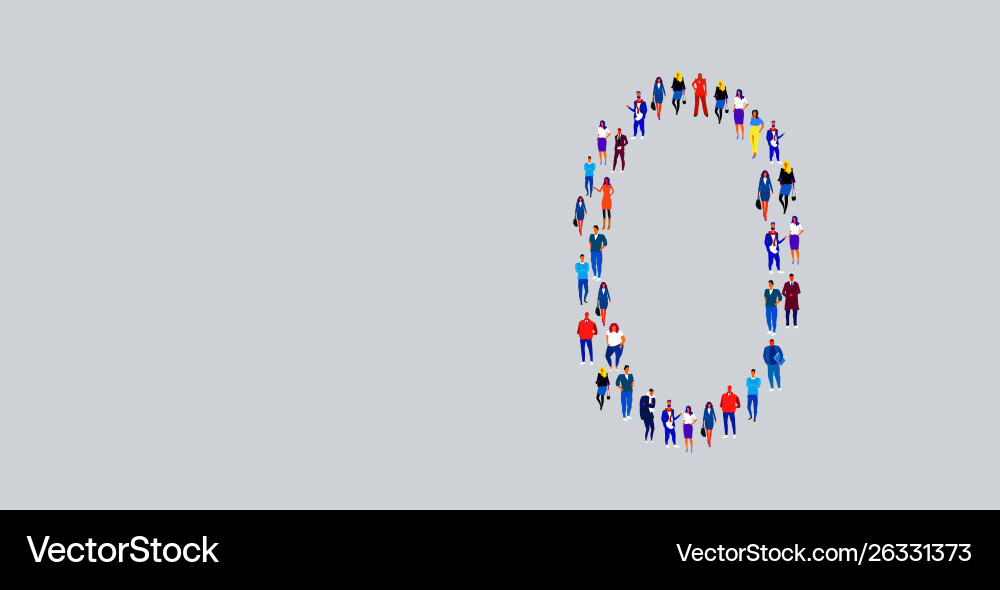 Business people crowd gathering in number zero 0 Business people crowd gathering in number zero 0 vector image