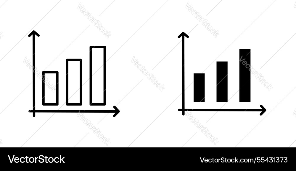 Chart histogram icons set in filled and strokes vector image