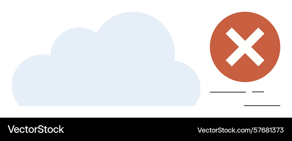 Cloud computing error warning with red cross Cloud computing error warning with red cross vector image