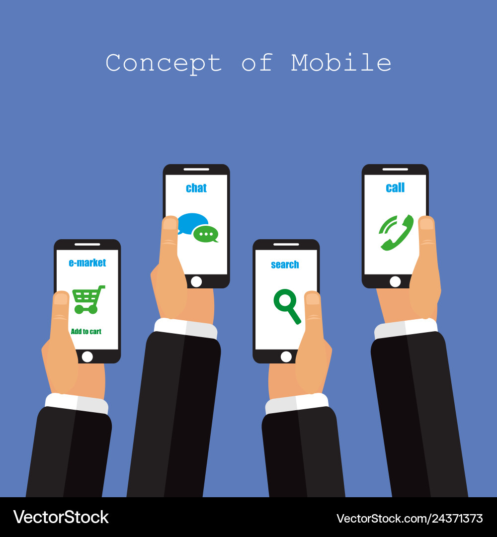 Concept of mobile app in flat design on violet vector image