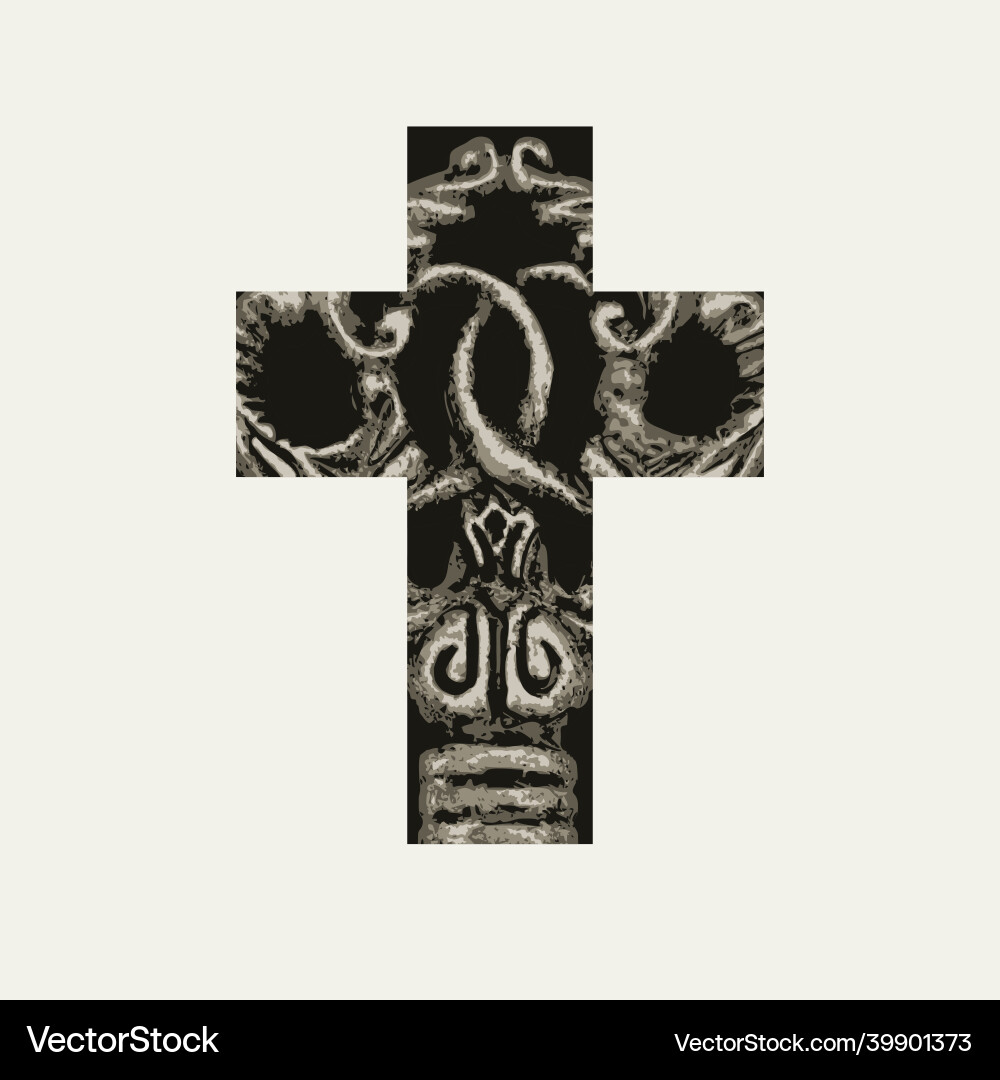 Cross in form of fragment an old forged lattice Vector Image