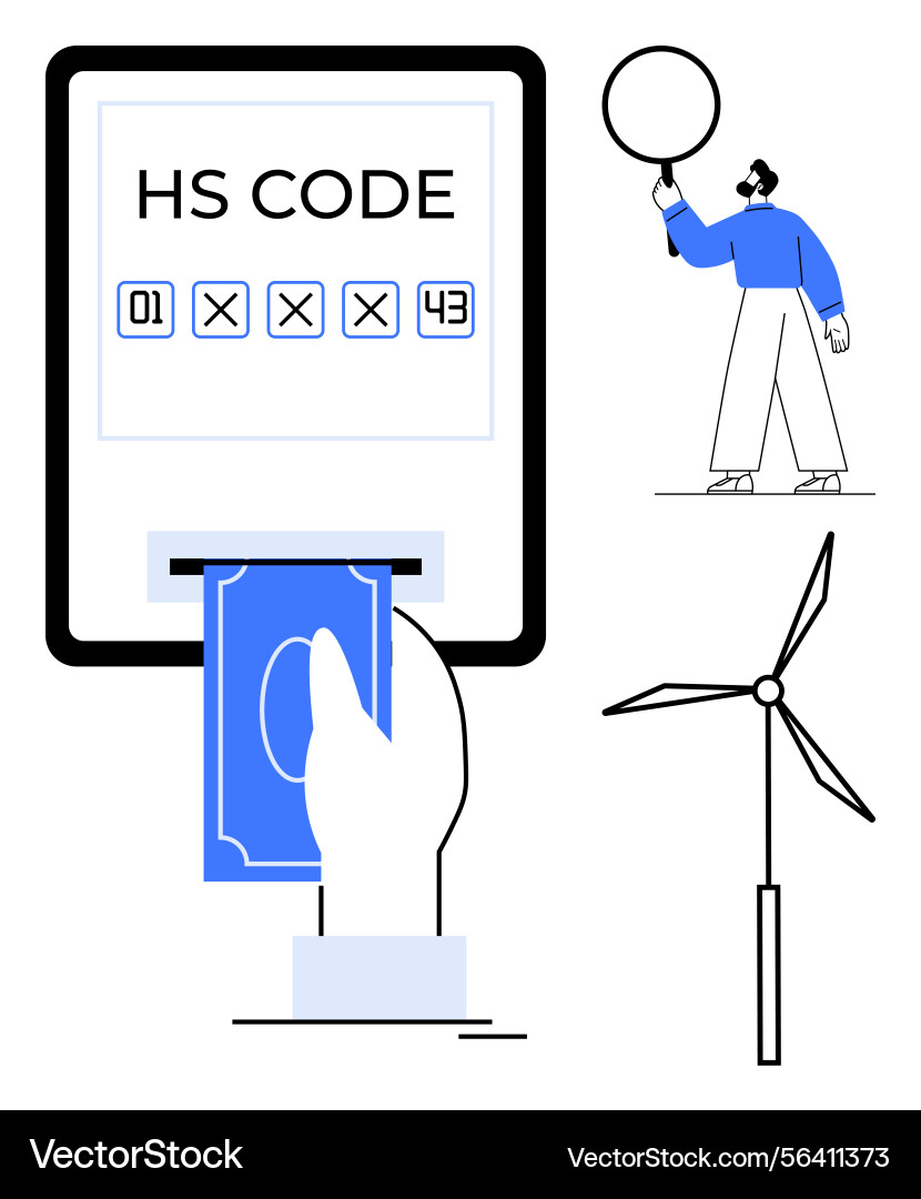 Digital trade process with hs code payment system vector image
