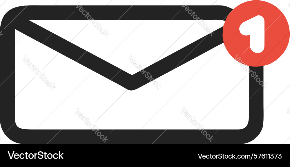 Email icon with new message notification vector image