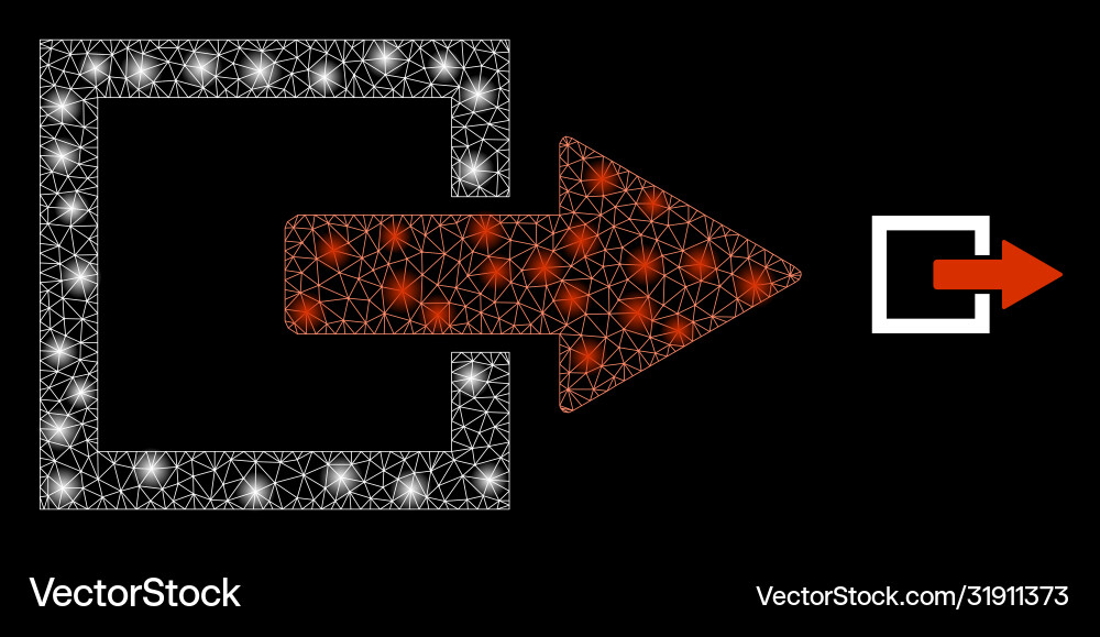 Export arrow - bright web network with glare spots Export arrow - bright web network with glare spots vector image