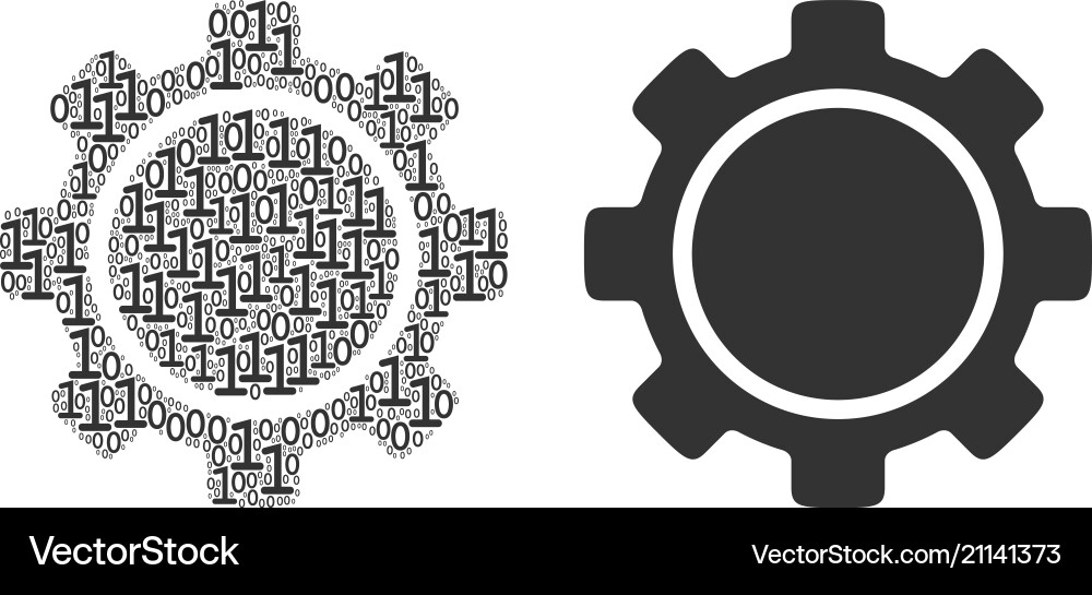 Gear collage of binary digits Gear collage of binary digits vector image