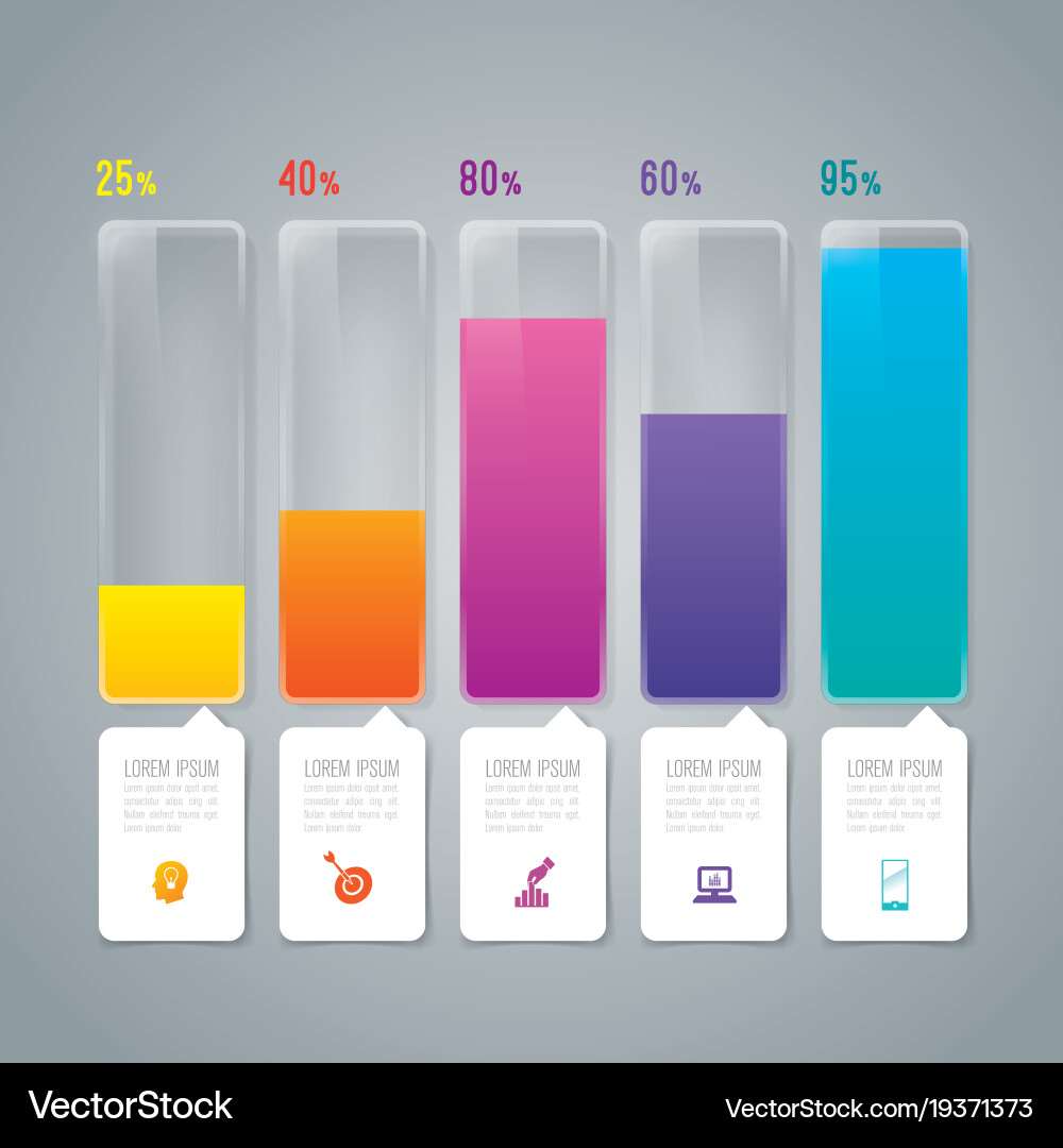 Graph design with 5 options Vector Image