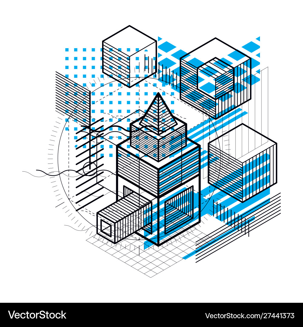Isometric abstract background with linear Isometric abstract background with linear vector image