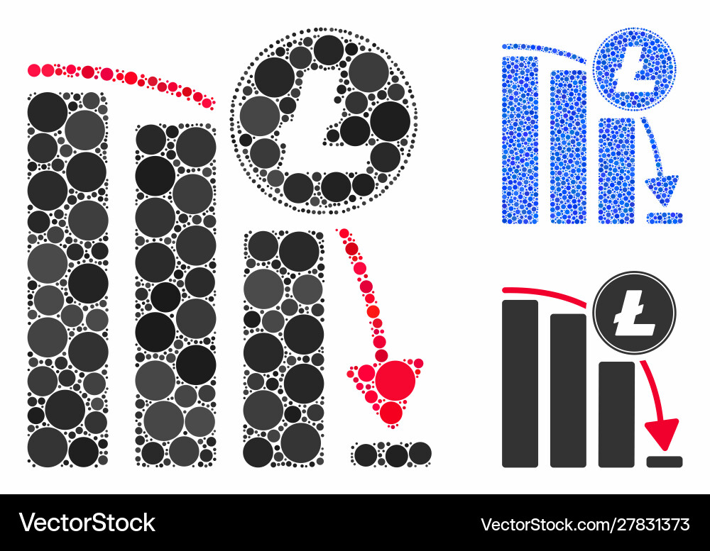Litecoin falling acceleration chart composition vector image