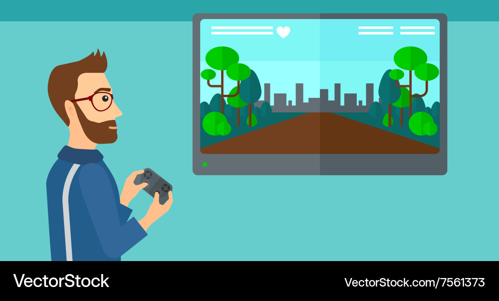 Man playing video game vector image