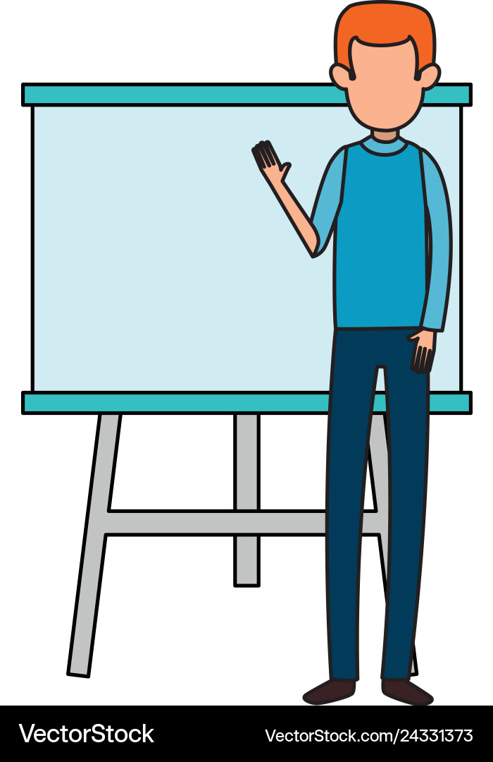 Man teaching with paperboard character Man teaching with paperboard character vector image