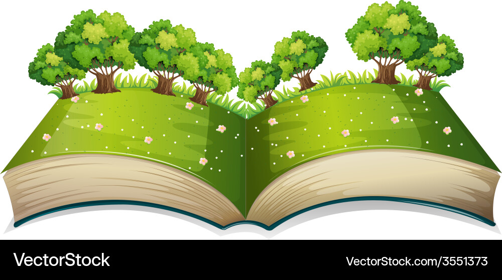 Open Book in a Field Vector Image