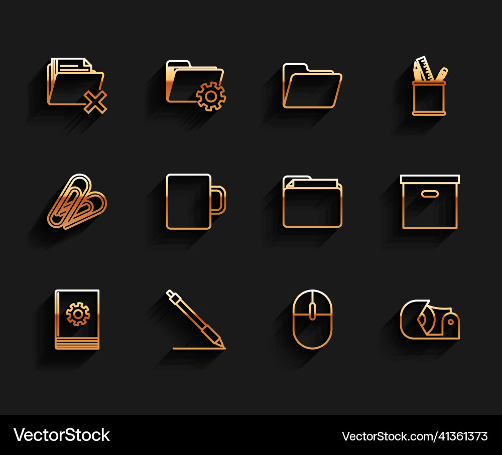 Set line user manual pen delete folder vector image