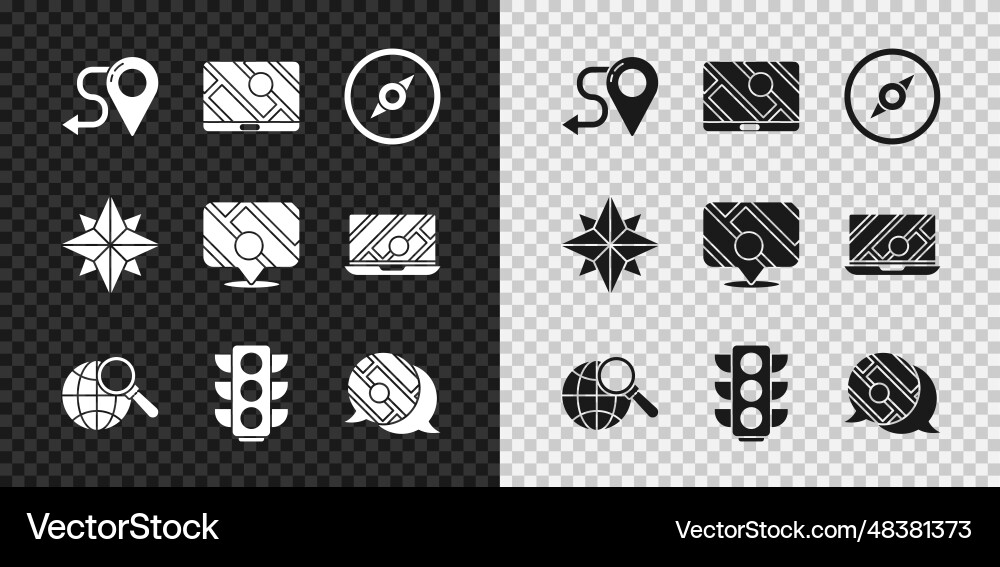 Set route location city map navigation compass Set route location city map navigation compass Vector Image