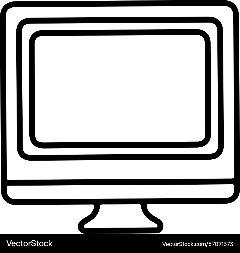 Simple computer monitor outline icon desktop Vector Image