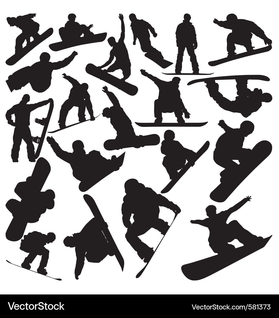 Snowboarder Silhouettes on White vector image