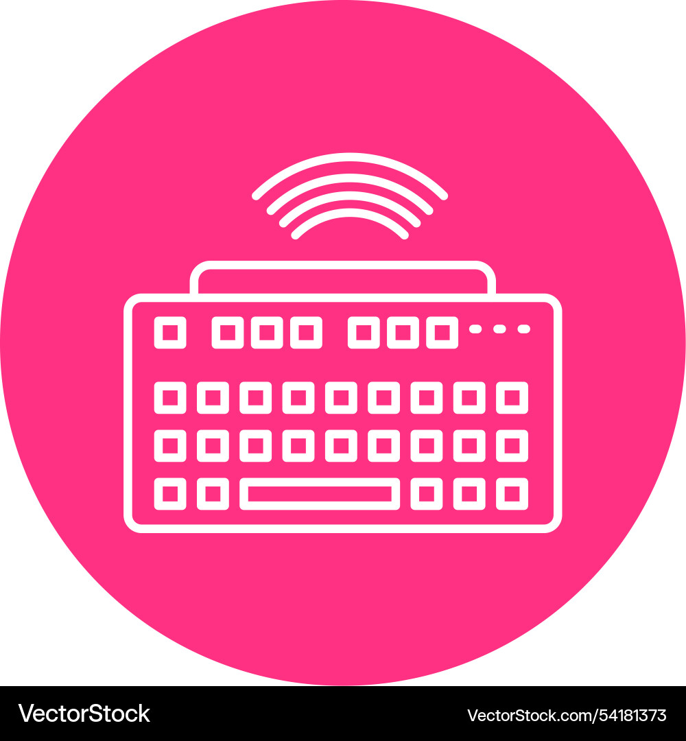 Wireless keyboard line circle icon Vector Image