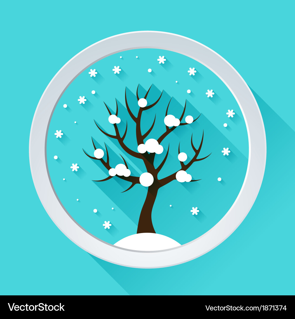Background with winter tree in flat design style Vector Image