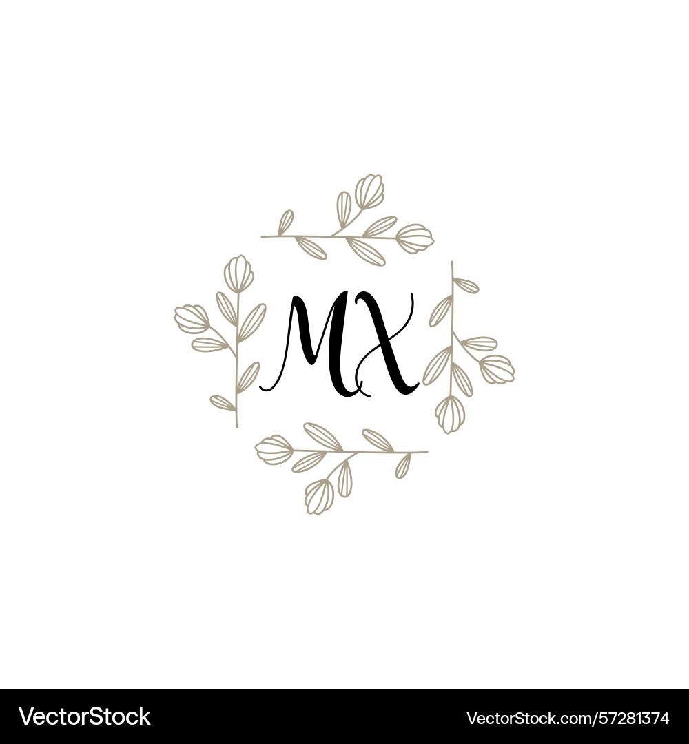 Botanical monogram logos with initial mx Vector Image