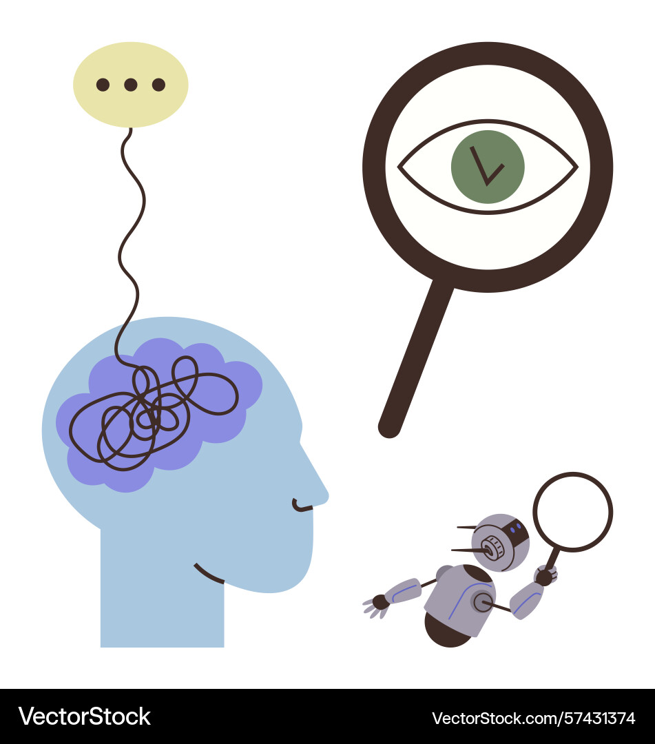 Brainstorming ai analysis and problem solving vector image
