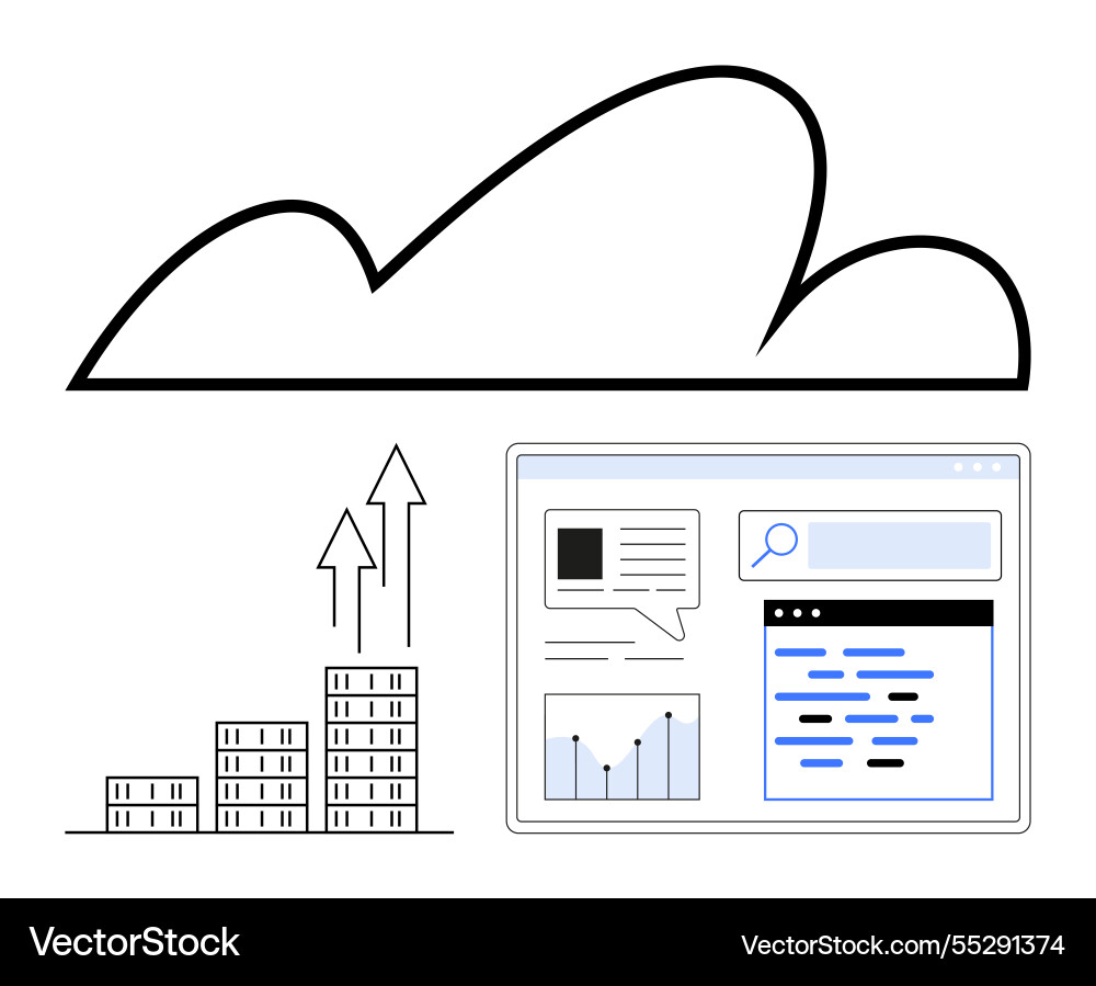 Cloud computing growth concept with data analytics Vector Image