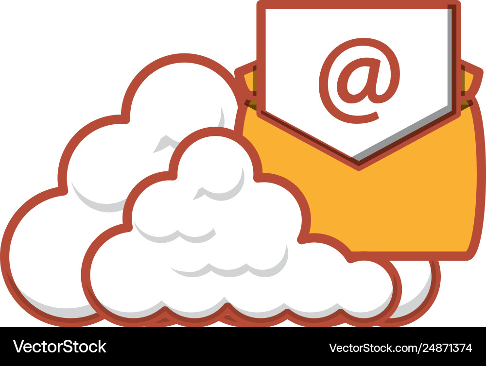 Cloud computing server with envelope vector image