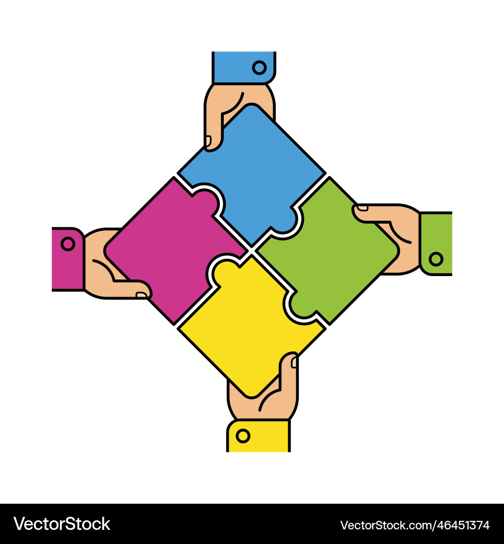 Collaborative Puzzle Solution Vector Image
