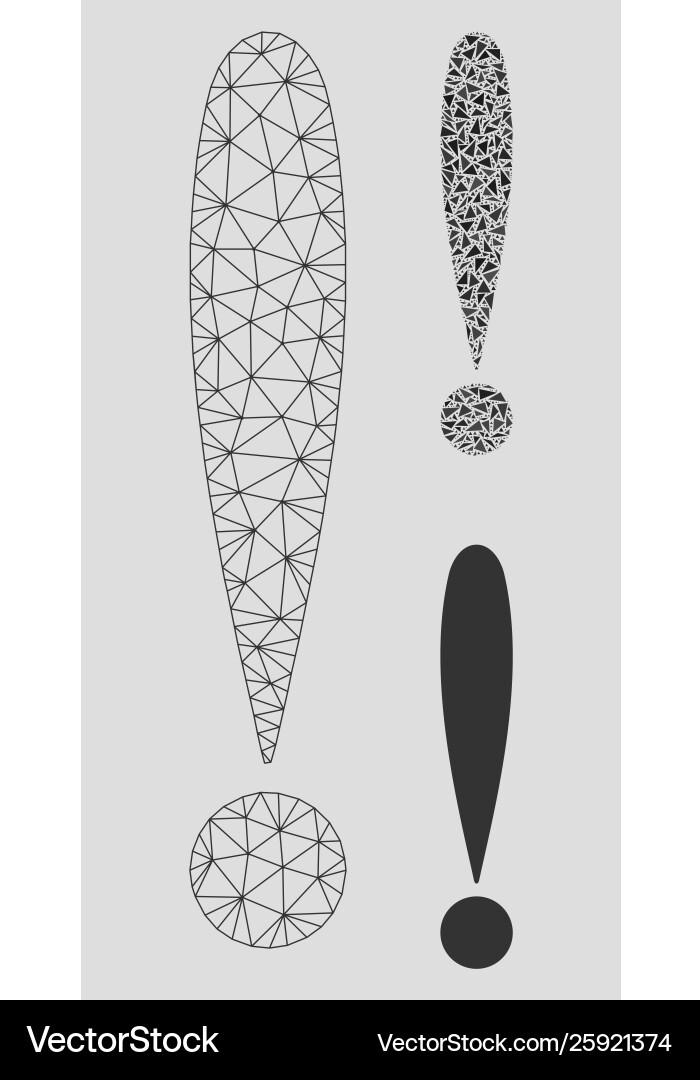 Exclamation sign mesh 2d model and triangle Exclamation sign mesh 2d model and triangle vector image