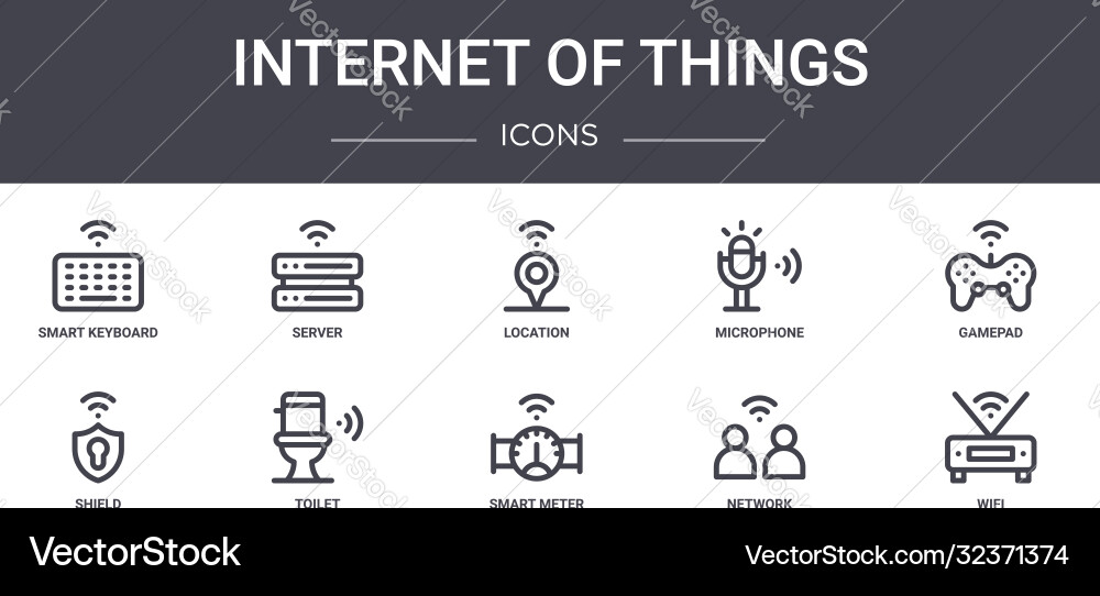 Internet things concept line icons set Internet things concept line icons set vector image