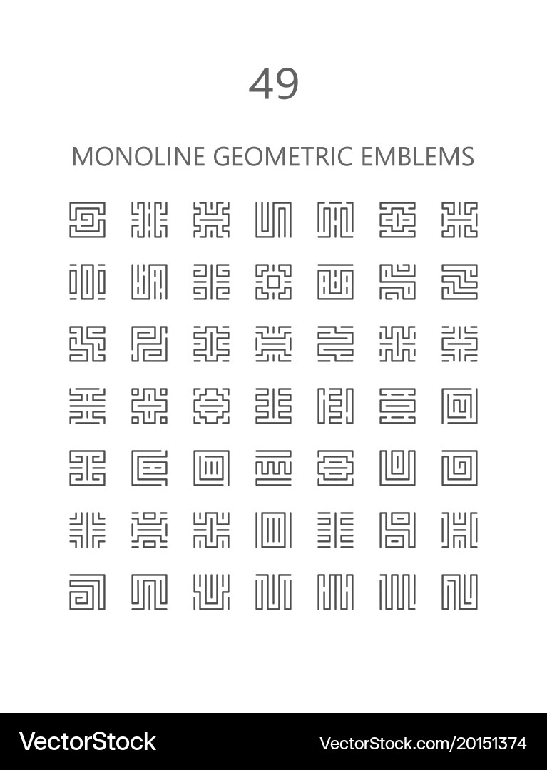Linear symbols set abstract square vector image
