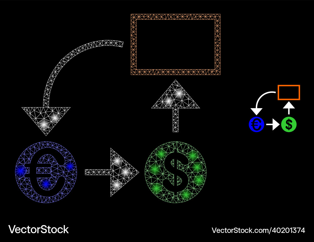 Mesh net currency conversion scheme vector image