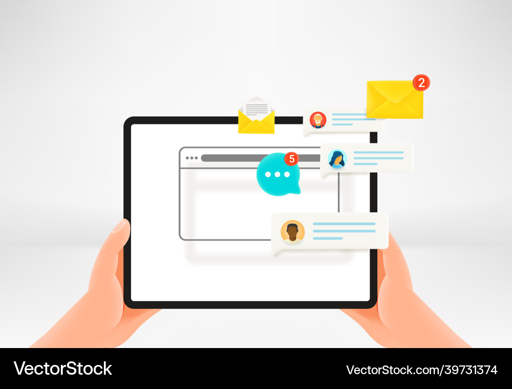 Modern tablet gadget with notifications Vector Image