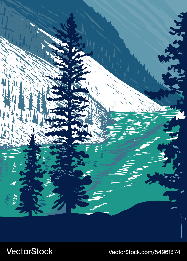 Moraine lake in the valley of ten peaks Moraine lake in the valley of ten peaks vector image