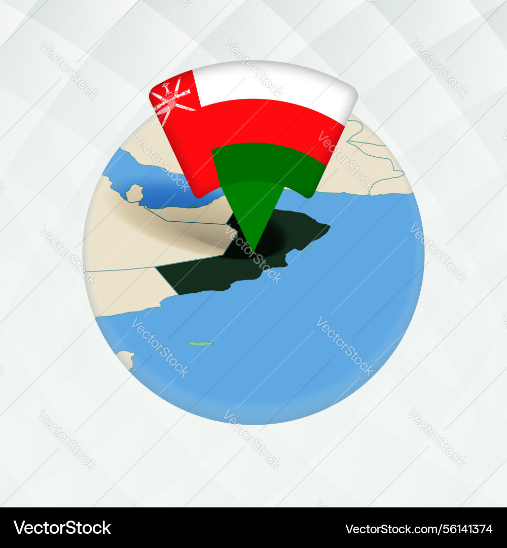 Oman map highlighted with flag marker Oman map highlighted with flag marker Vector Image
