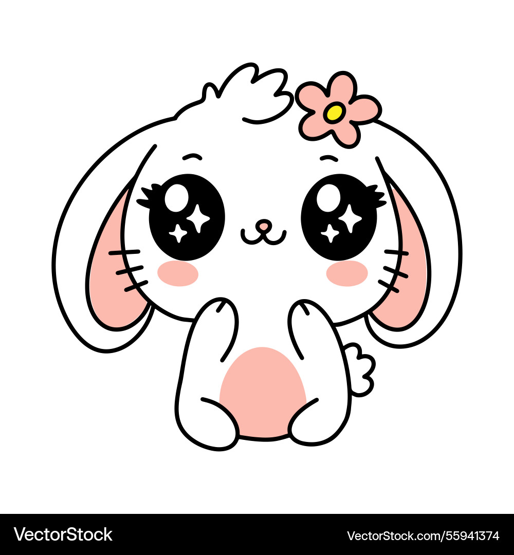 Süße liebenswert kawaii Hase Kaninchen süß Ostern Süße liebenswert kawaii Hase Kaninchen süß Ostern vektorbild