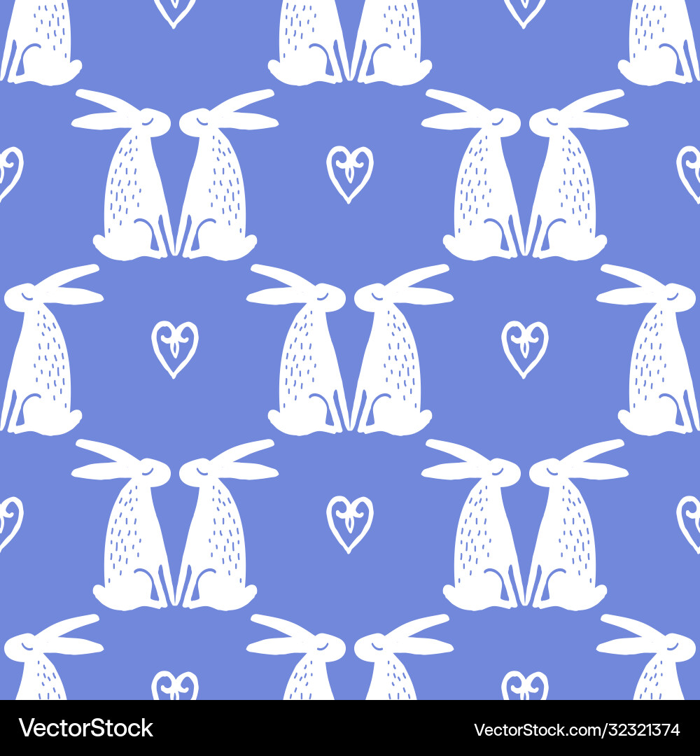 Seamless hand drawn pattern with rabbits Vector Image