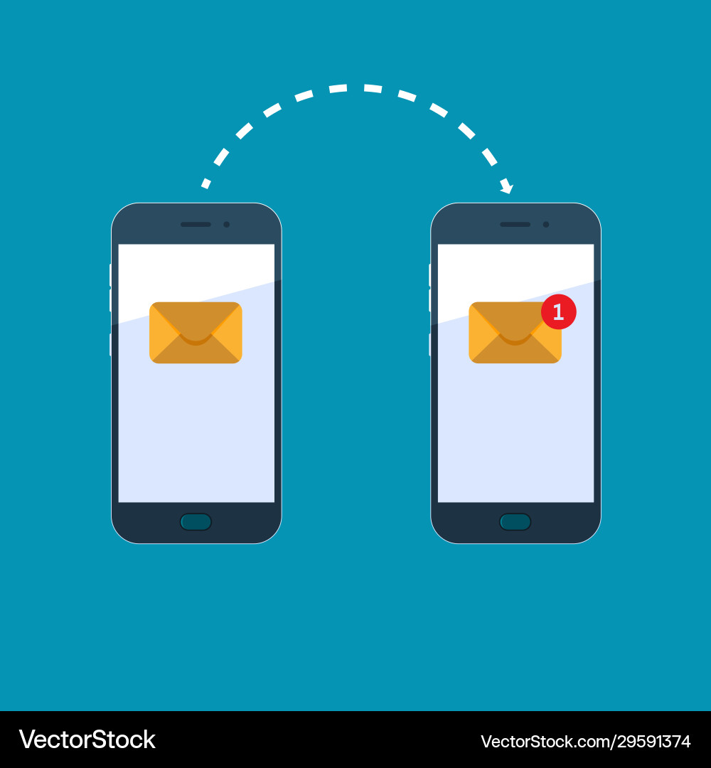 Sending a message from phone Sending a message from phone vector image