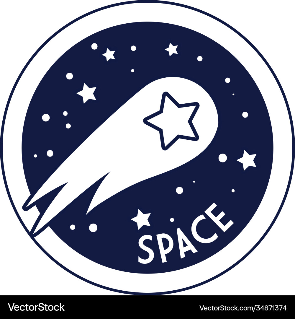 Space Badge mit Shooting Star Line Style Space Badge mit Shooting Star Line Style vektorbild