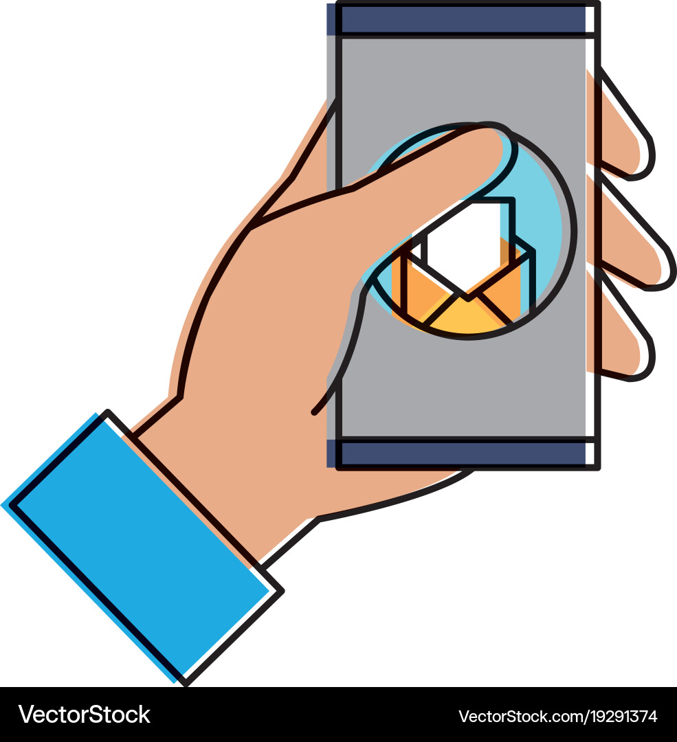 User with smartphone device and envelope Vector Image
